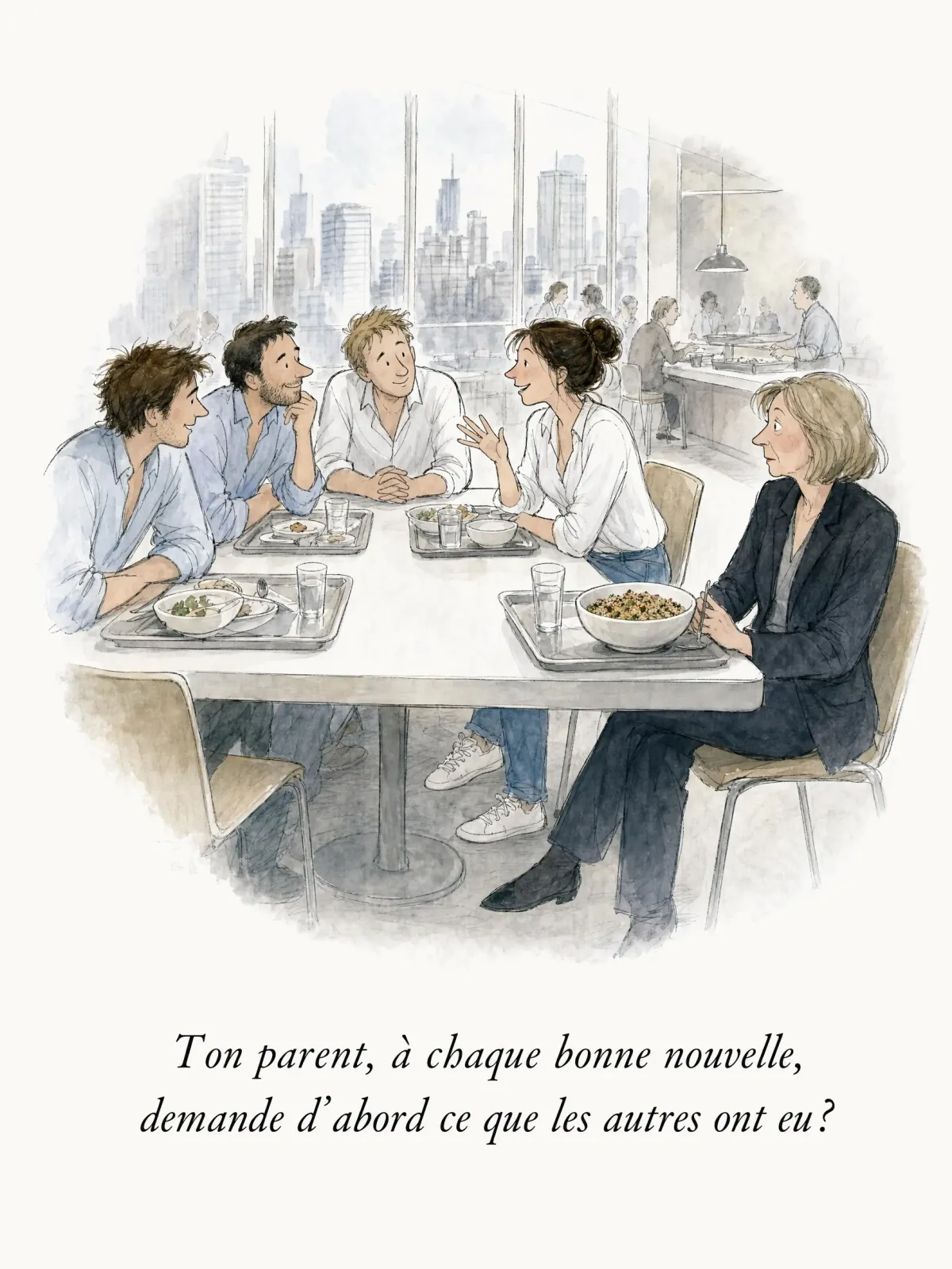 Ton parent, à chaque bonne nouvelle, demande d'abord ce que les autres ont eu ?