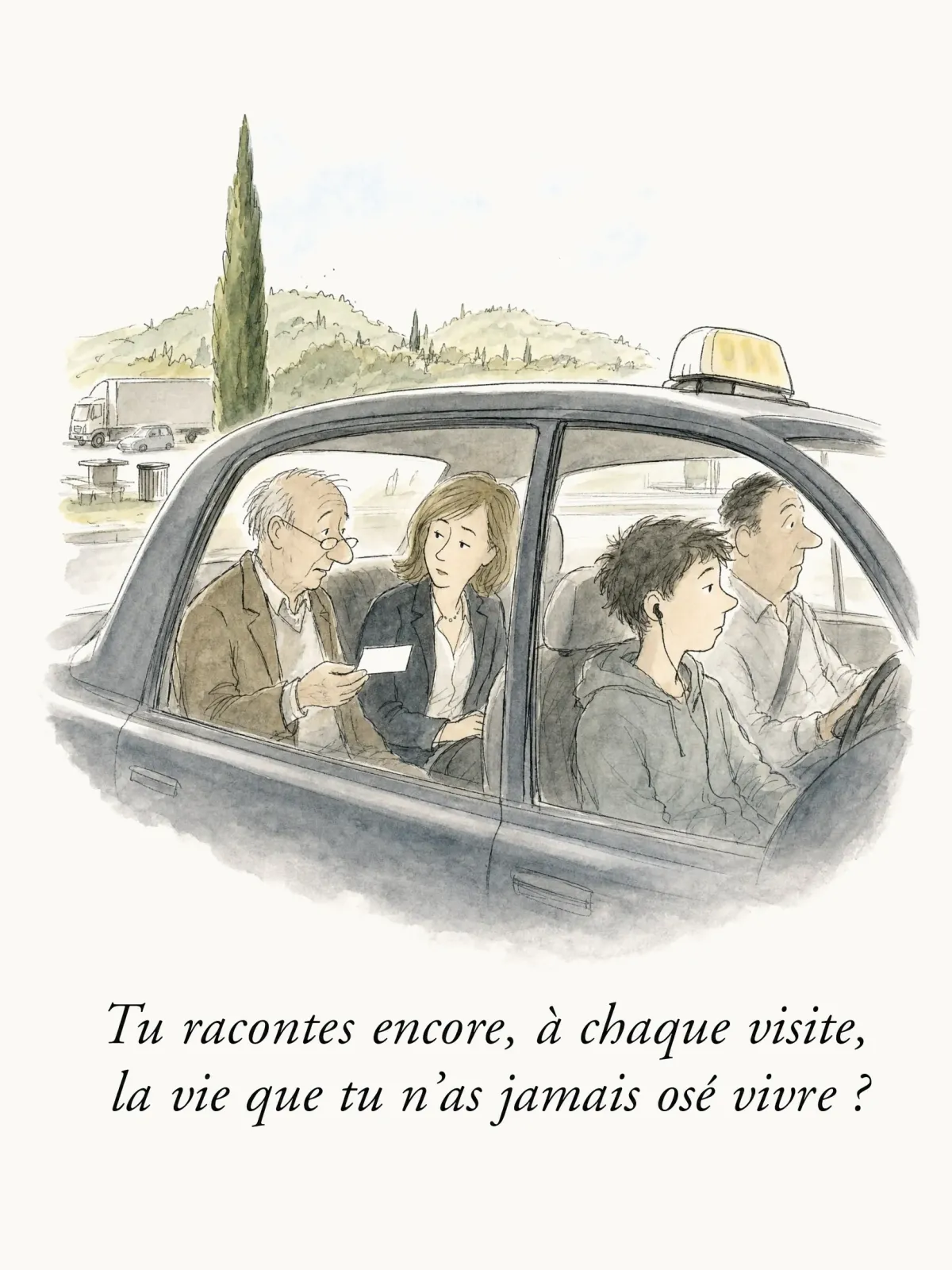 Tu racontes encore, à chaque visite, la vie que tu n'as jamais osé vivre ?