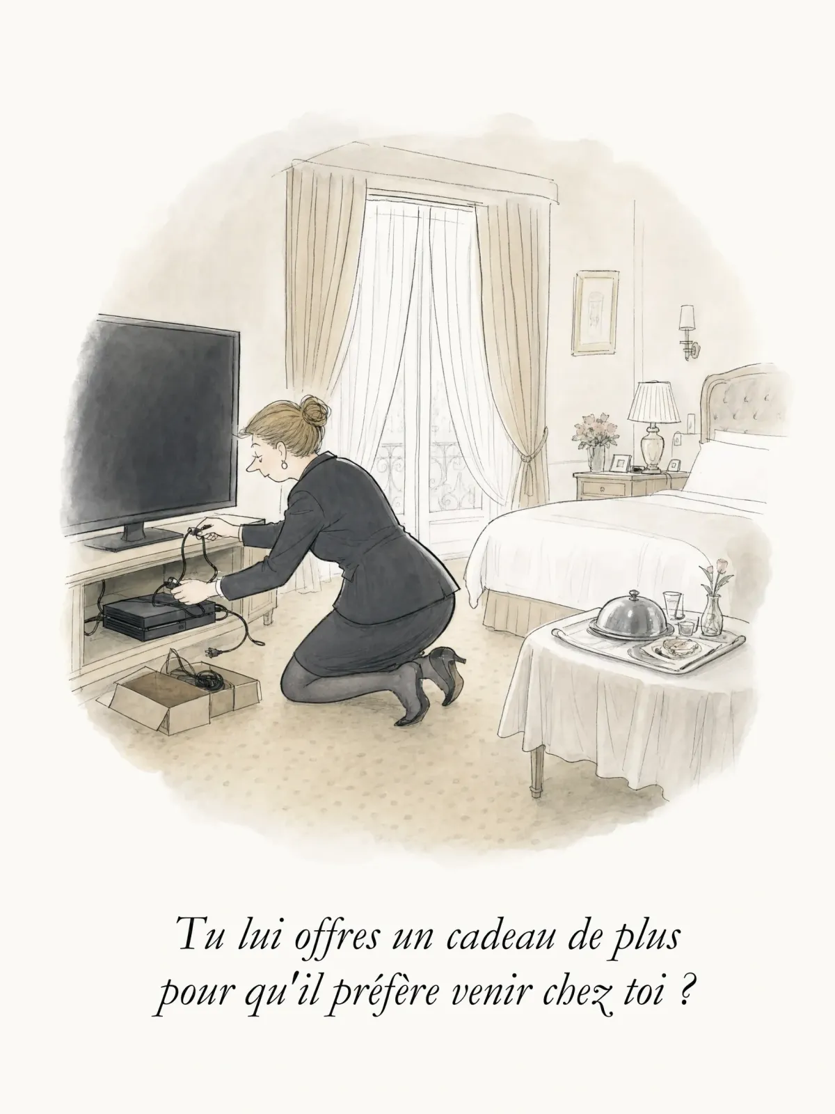 Tu lui offres un cadeau de plus pour qu'il préfère venir chez toi ?