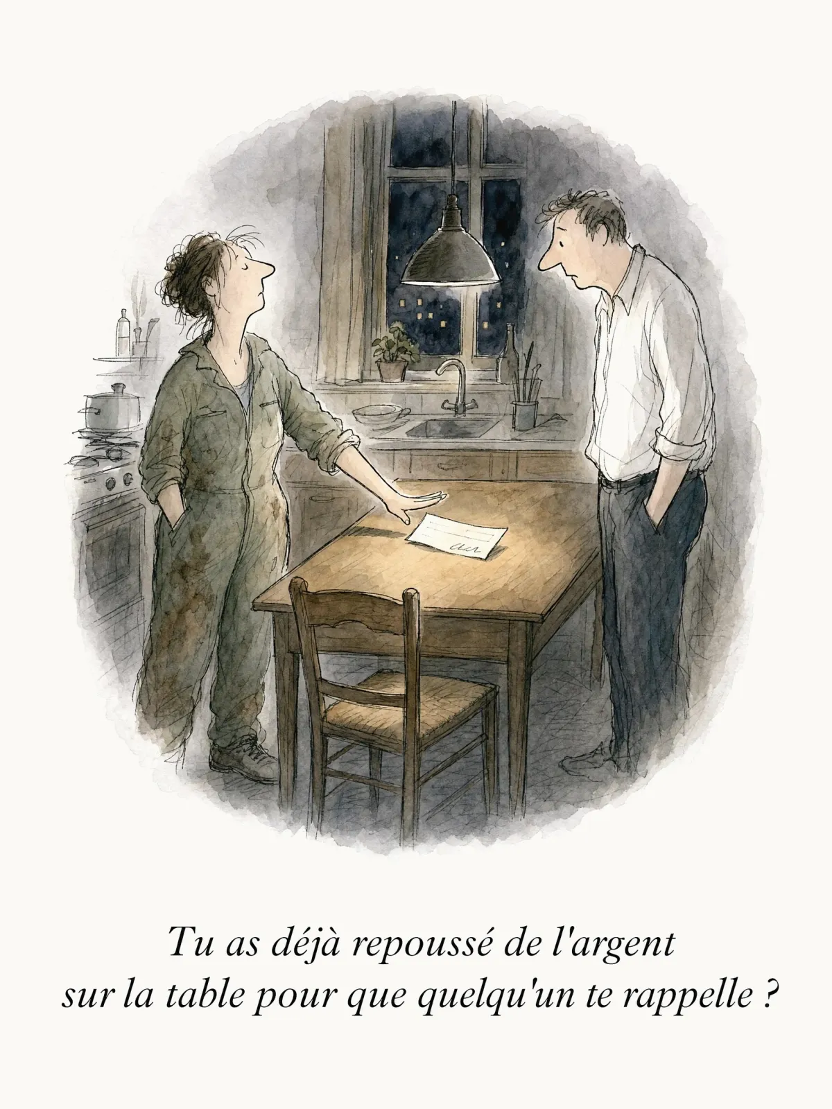 Tu as déjà repoussé de l'argent sur la table pour que quelqu'un te rappelle ?