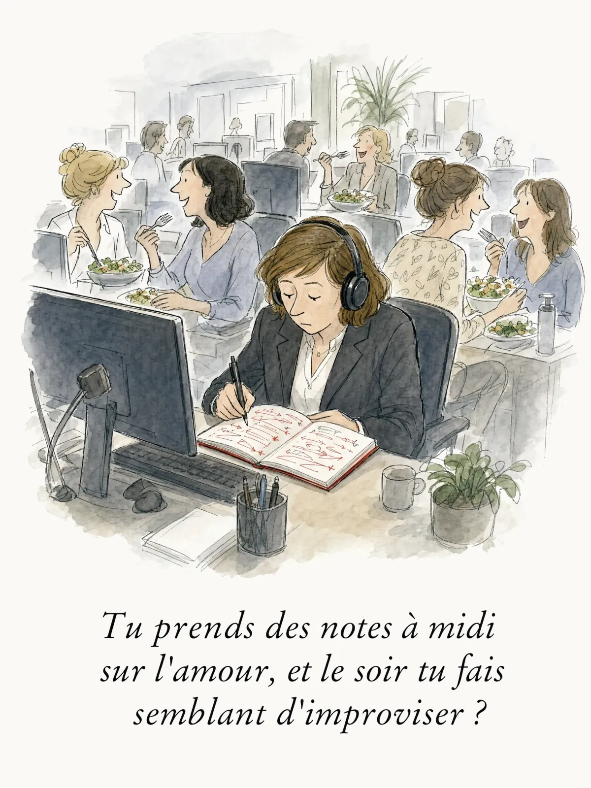 Tu prends des notes à midi sur l'amour, et le soir tu fais semblant d'improviser ?