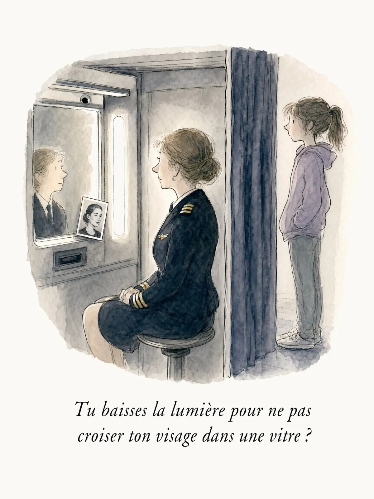 Tu baisses la lumière pour ne pas croiser ton visage dans une vitre ?