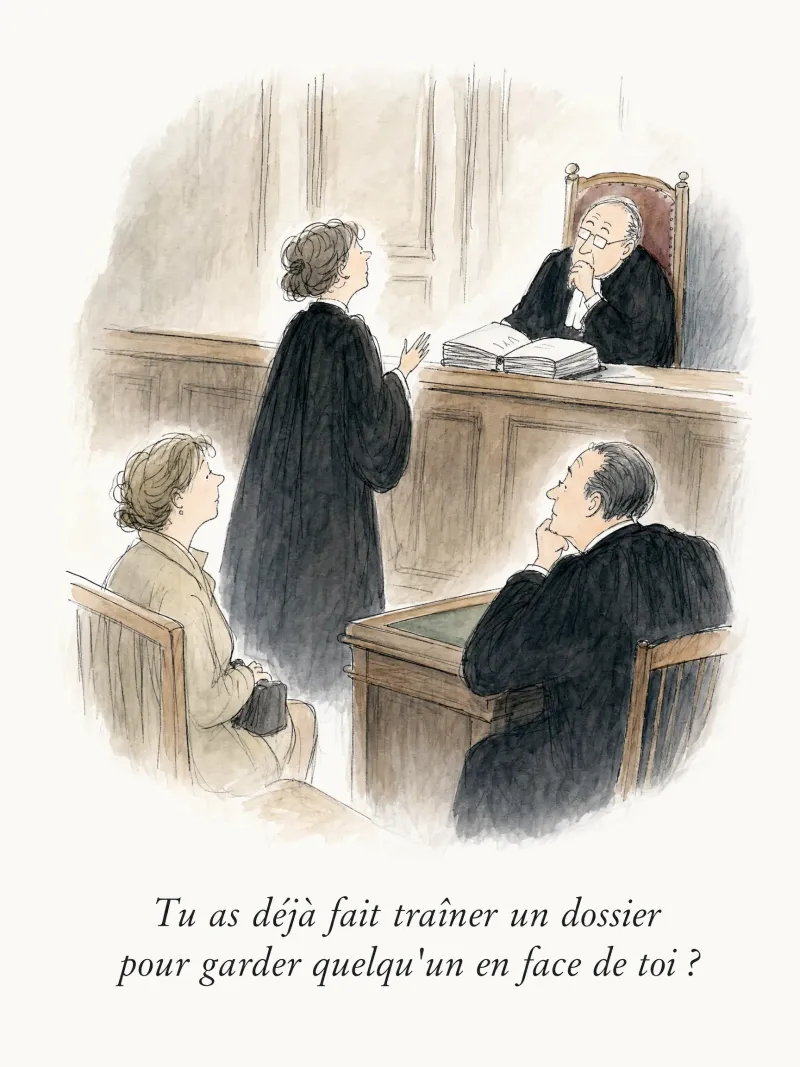 Tu as déjà fait traîner un dossier pour garder quelqu'un en face de toi ?
