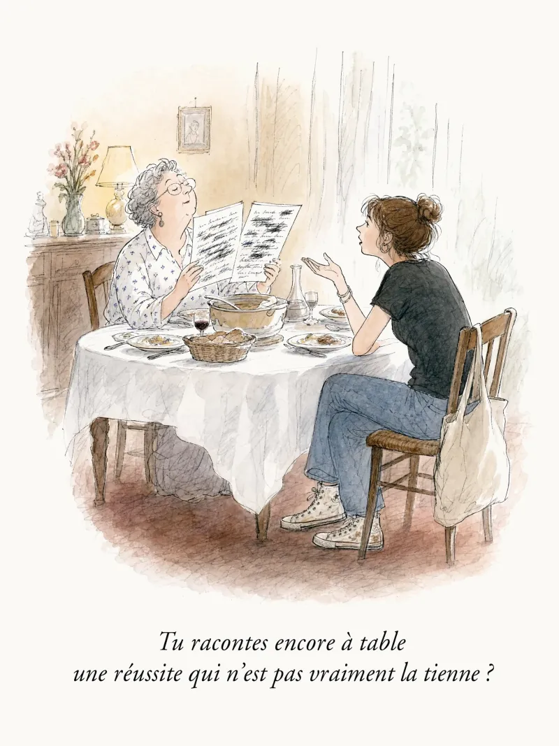 Tu racontes encore à table une réussite qui n'est pas vraiment la tienne ?