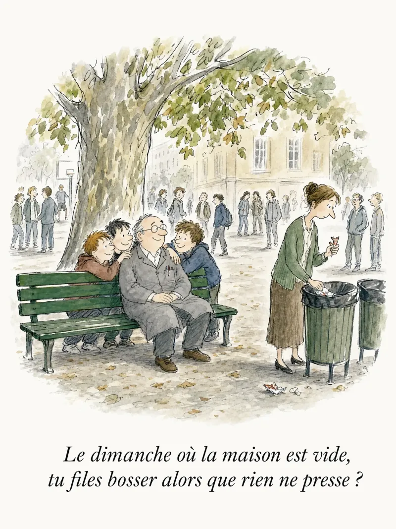 Le dimanche où la maison est vide, tu files bosser alors que rien ne presse ?