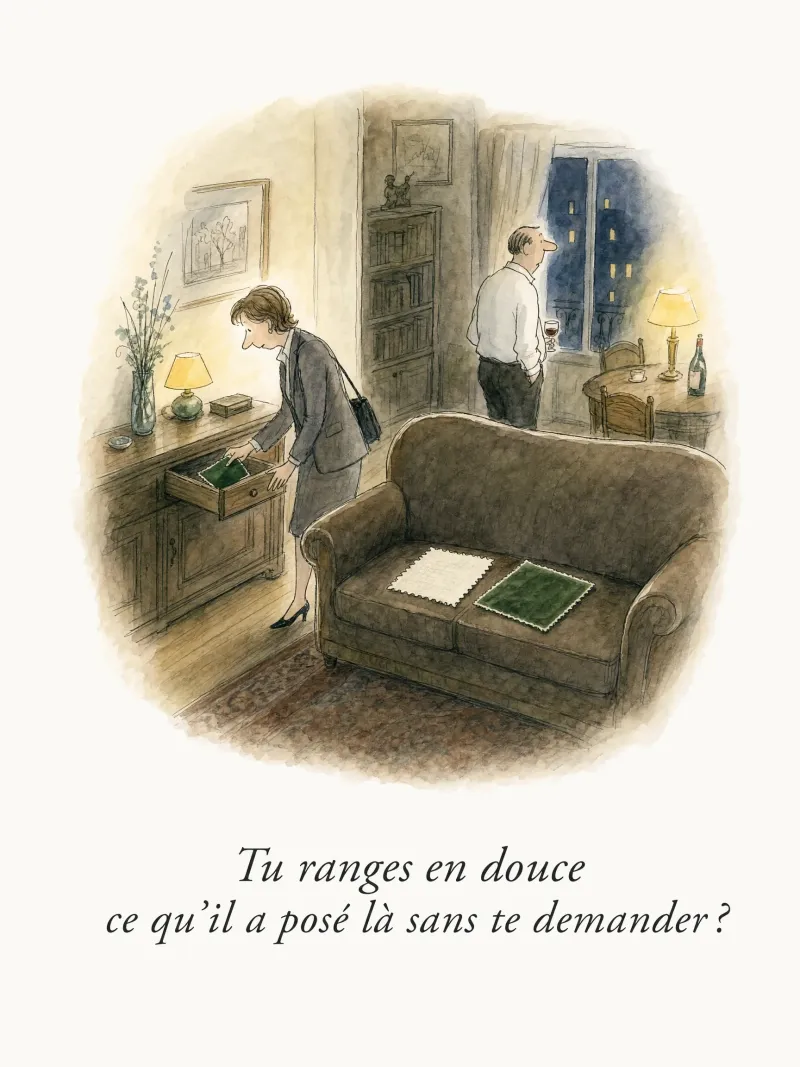 Tu ranges en douce ce qu'il a posé là sans te demander ?