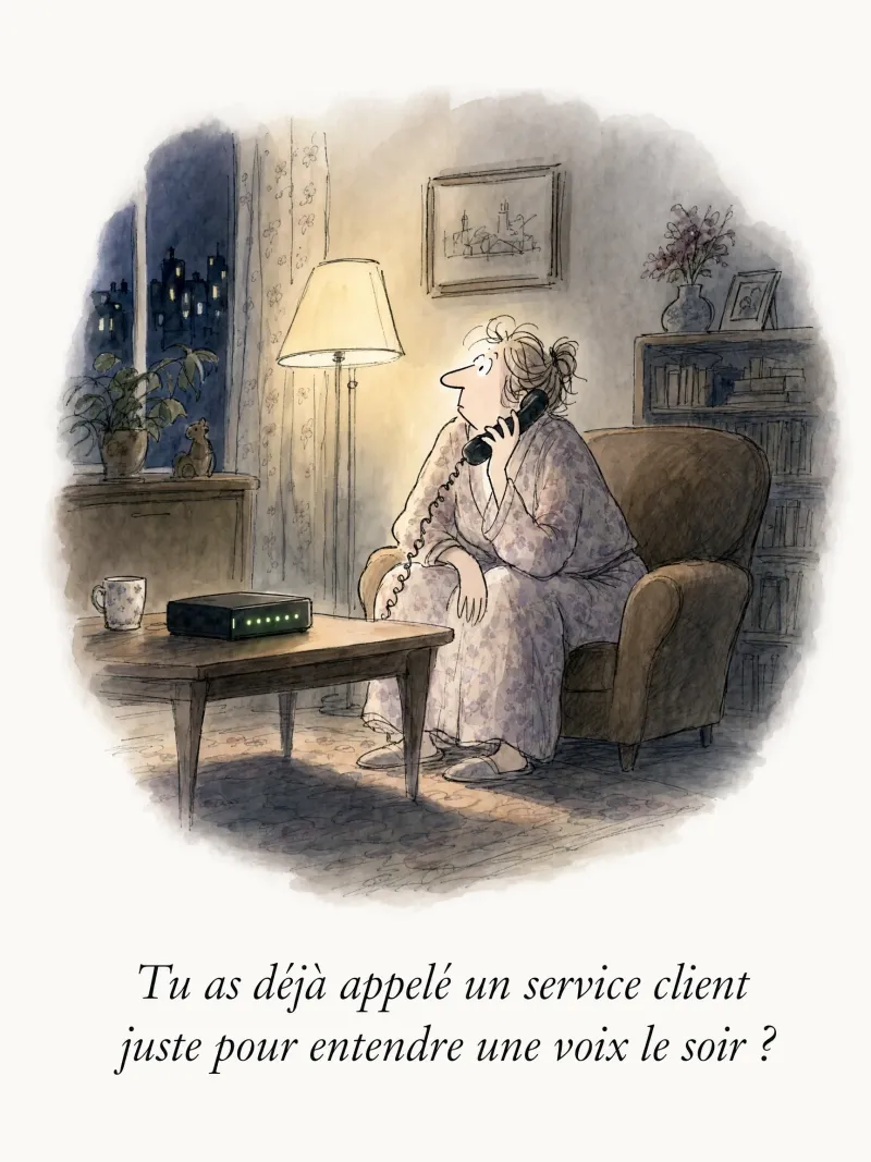 Tu as déjà appelé un service client juste pour entendre une voix le soir ?