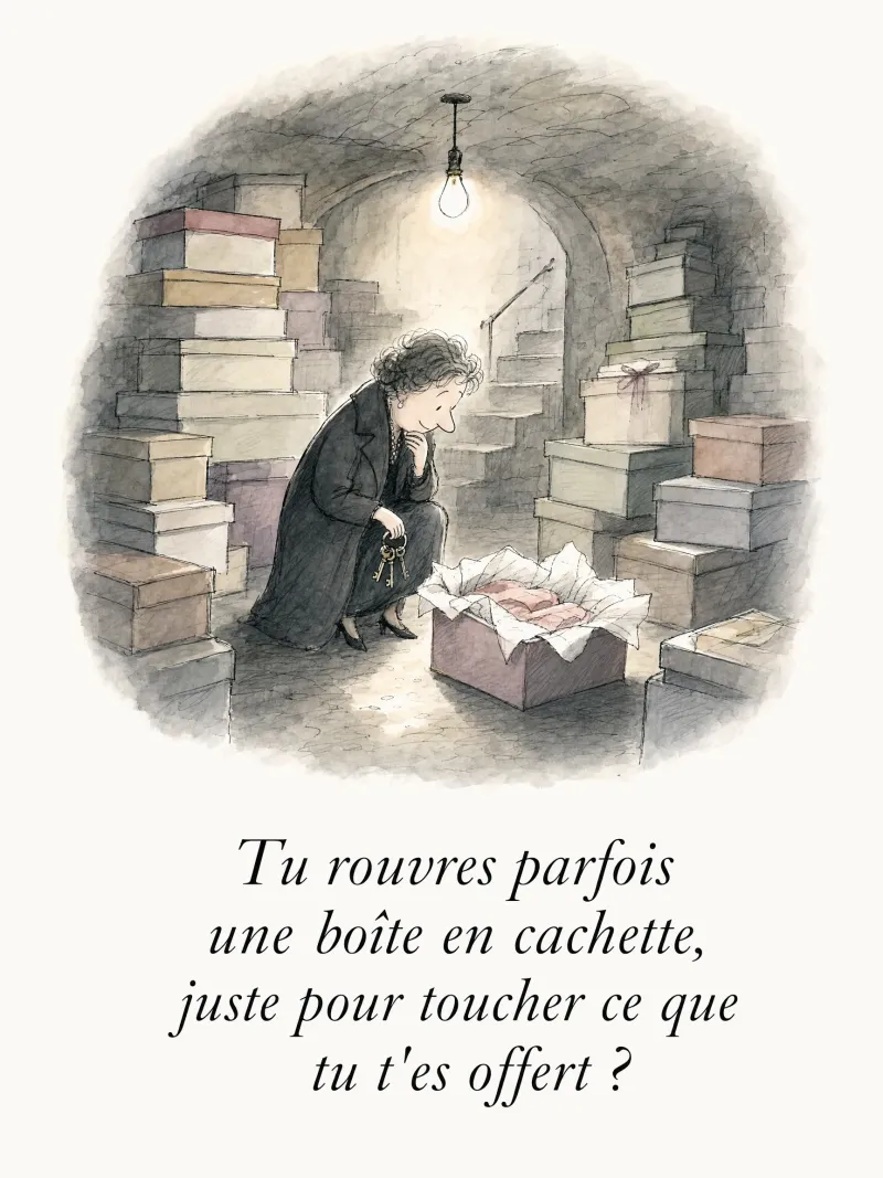 Tu rouvres parfois une boîte en cachette, juste pour toucher ce que tu t'es offert ?