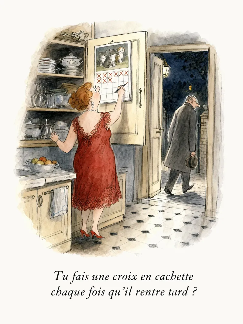 Tu fais une croix en cachette chaque fois qu'il rentre tard ?