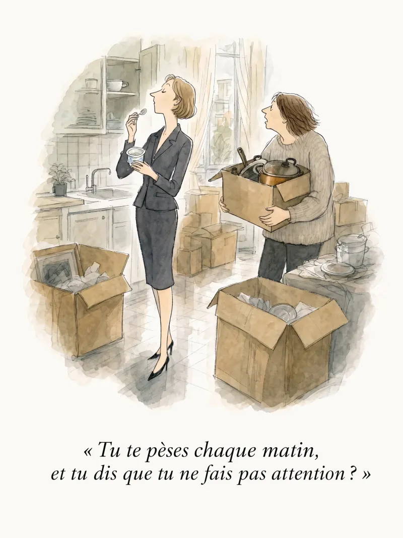Tu te pèses chaque matin, et tu dis que tu ne fais pas attention ?