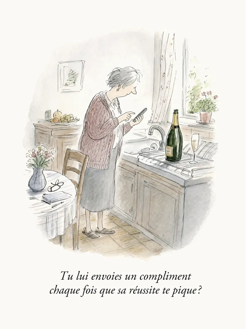 Tu lui envoies un compliment chaque fois que sa réussite te pique ?